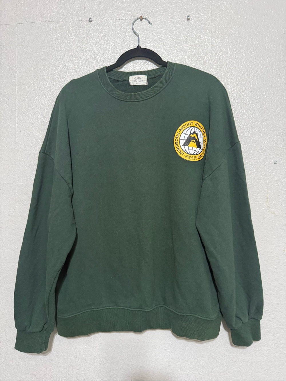 Vision Forest Green Crewneck Sweatshirt with Yellow Mountain Patch